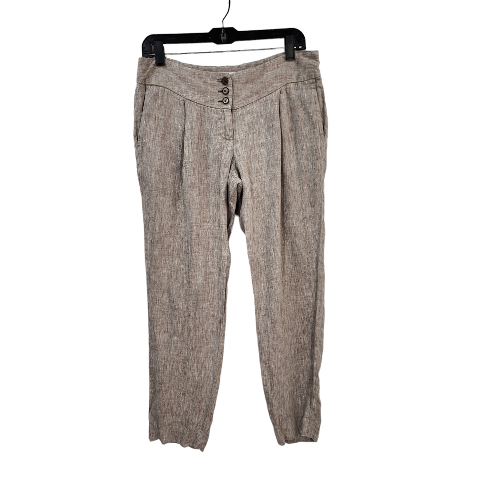 Ann Taylor Loft Women's 100% Linen Pleated Ankle Pants - 4